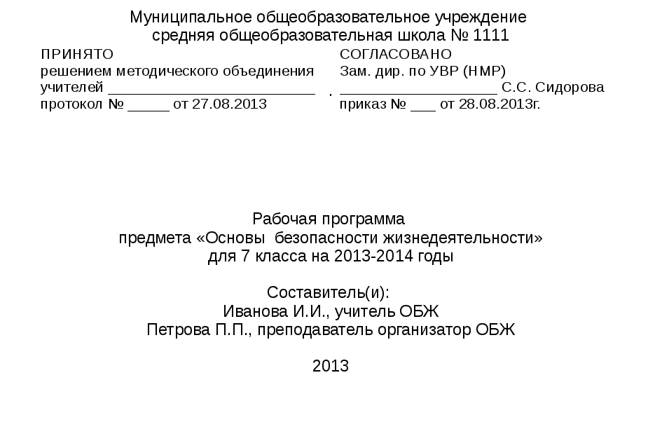 Титульник рабочей программы по фгос образец